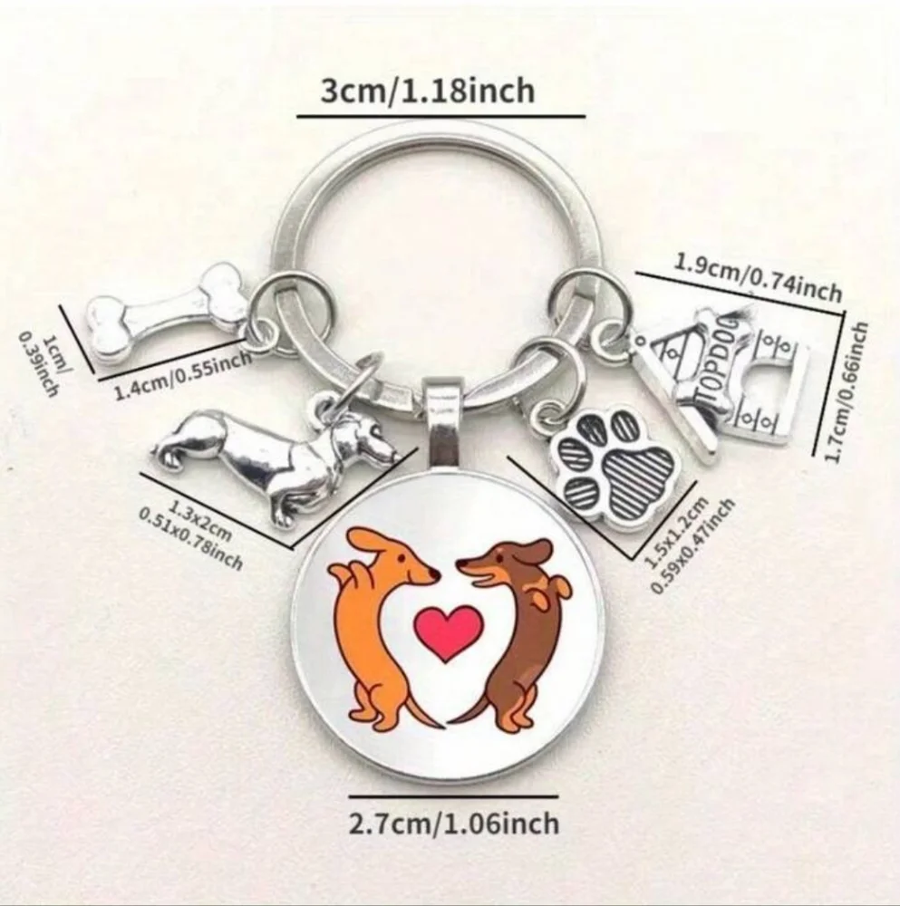 Dachshund Lovers Round Dog Animal Tag Key Chain Purse‎ Charm Key Holder Keyring